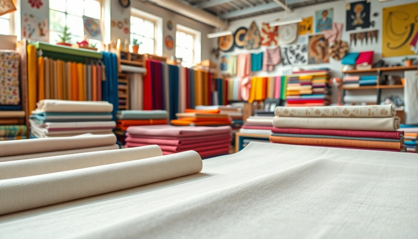 Bekijk de kleuren en patronen van canvasstoffen in een levendige textielwinkel.