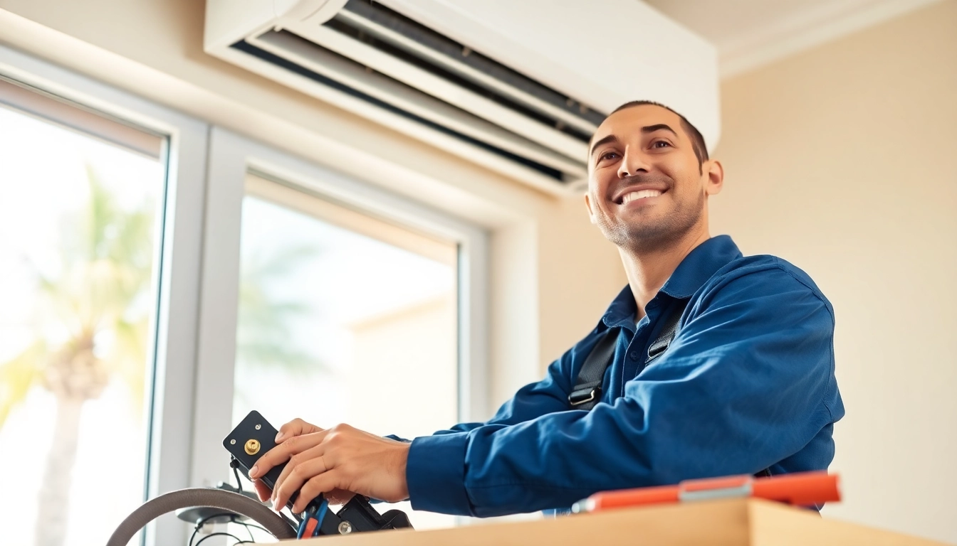 AC repair Glendale AZ technician servicing air conditioning unit in home.