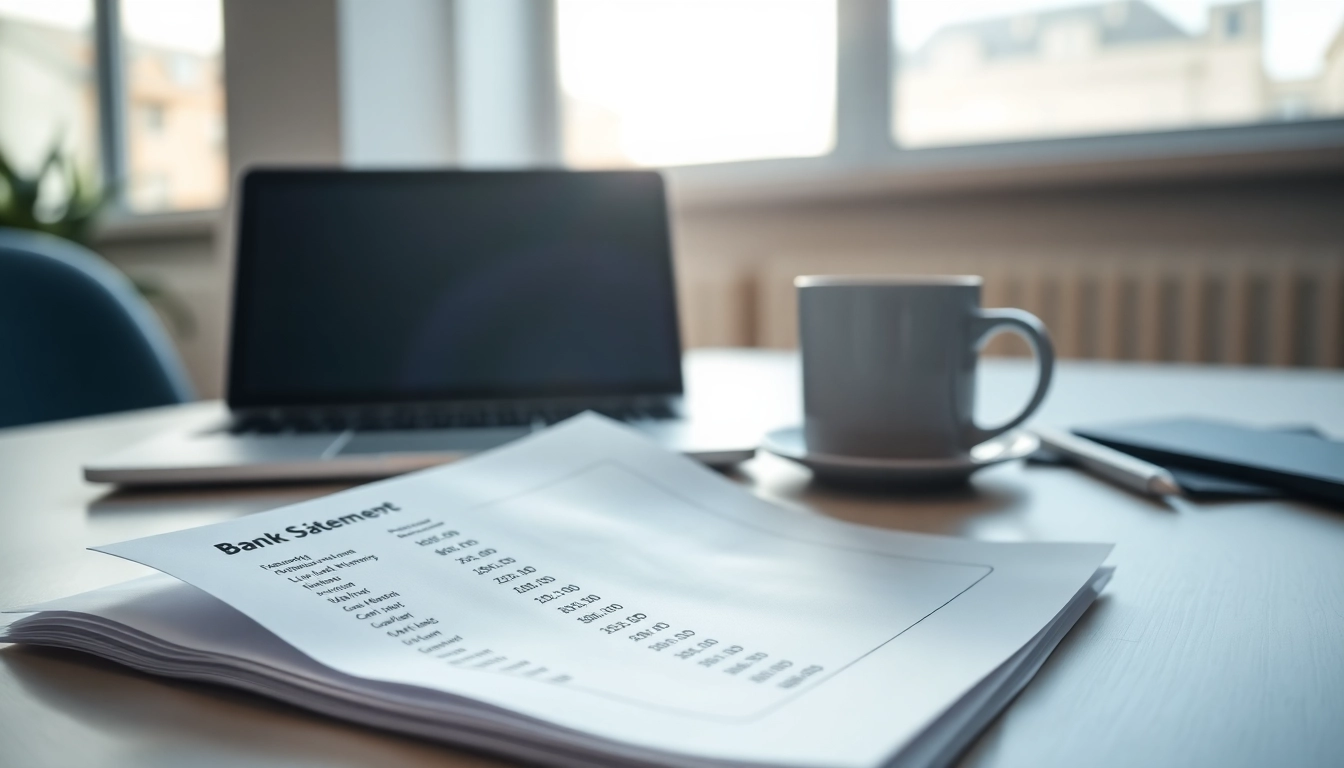 Analyze a Bank Statement with clear financial data visible on a professional desk setting.