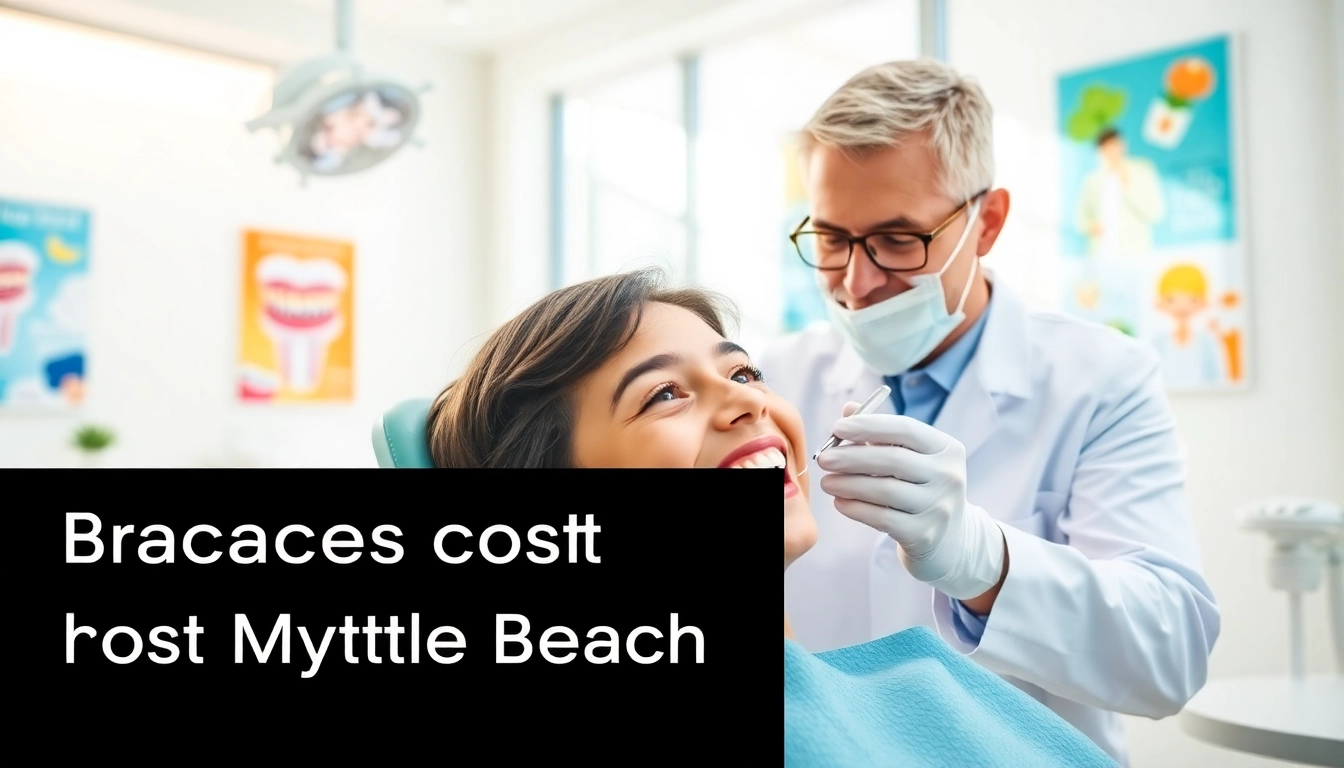 Understanding braces cost Myrtle Beach with an orthodontist examining a patient in a bright clinic.